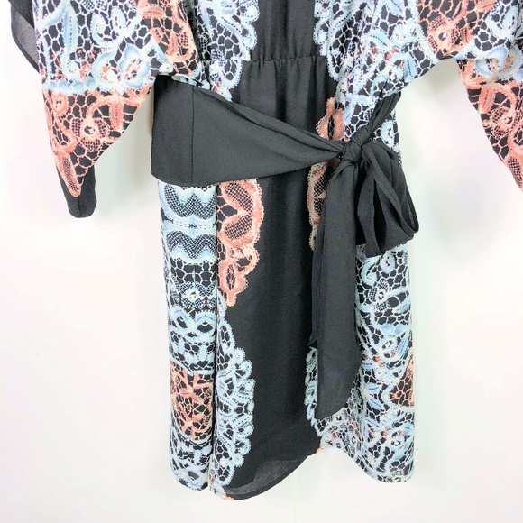 BCBG MAXAZRIA Black Flowy Kimono Sleeve Dress XS - Picture 5 of 8
